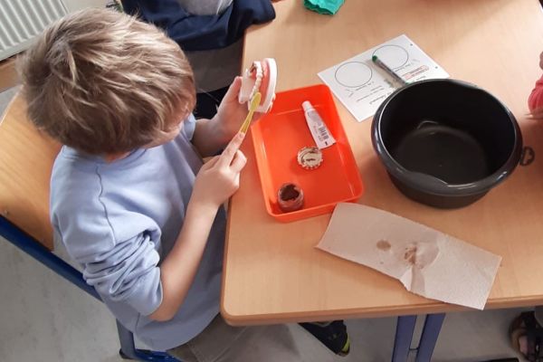 Kinder forschen im Klassenzimmern bei Entdeckerkursen an der Grundschule 11